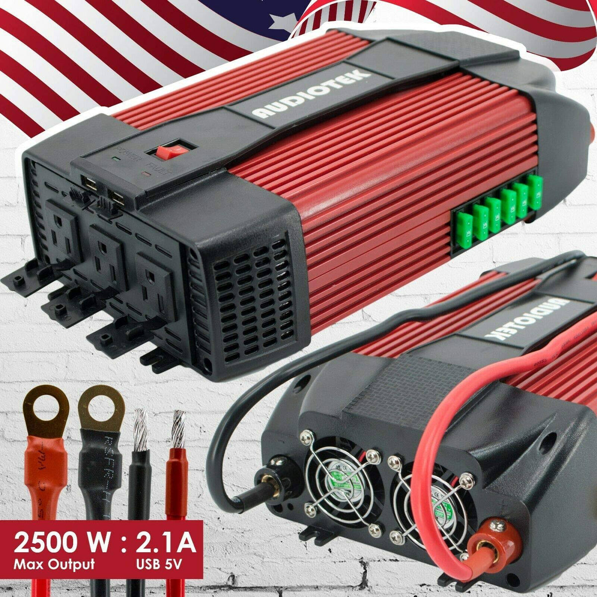 2500W Power Inverter DC 12V AC 110V USB Port Charger P8426