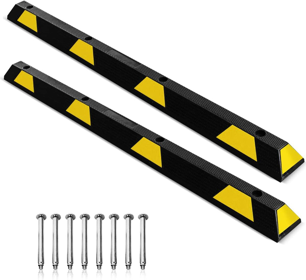 Rubber Parking Curb with 8 High Reflective Yellow Safety Stripes Q880