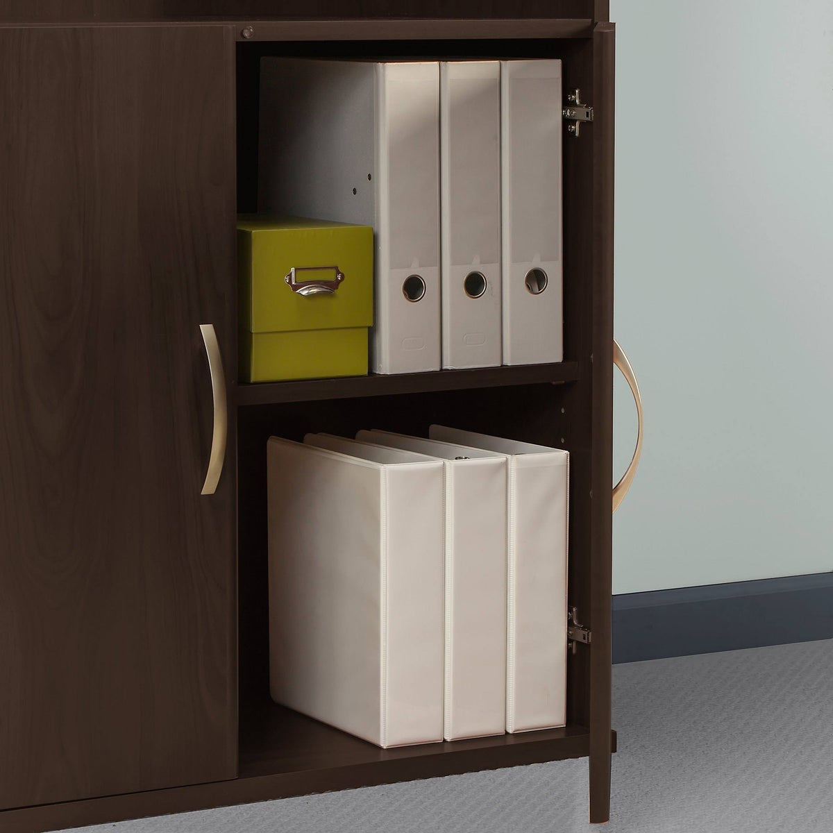 White 5 Shelf 2 Door Wood Composite Bookcase Q2375