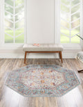 Light Blue/Cream Octagon Rug Q1510