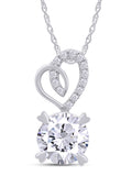 14K Solid White Gold 1 Carat Round Moissanite Necklace Y440897