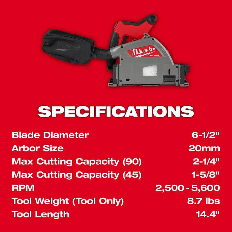 18V Cordless Brushless Plunge Cut Track Saw with Guide Rail and Track Clamps E843