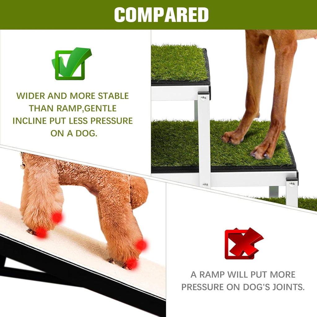 Aluminum Lightweight Portable Dog Car Ramp with Steps, 4 Black, Supports up to 200 lbs Z150856