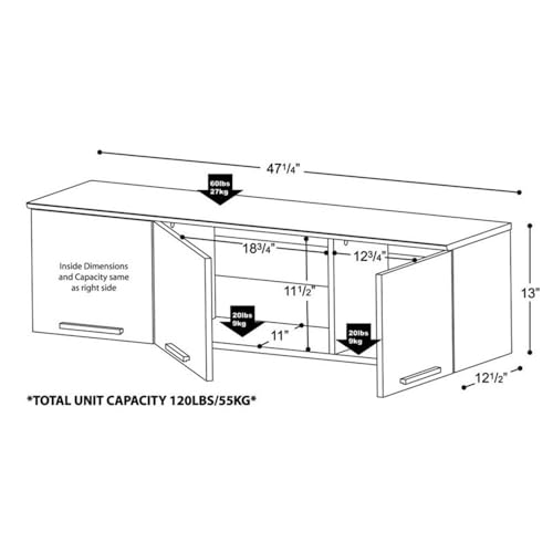 Black Wall Mounted Cabinet with 3 Doors F669