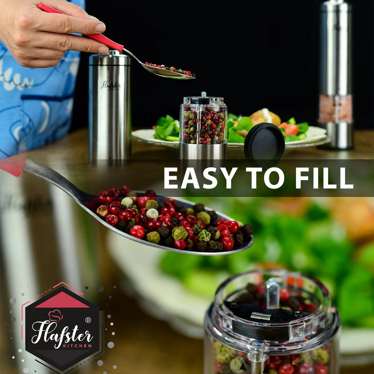 Battery Operated Electric Salt and Pepper Grinder Set L49765