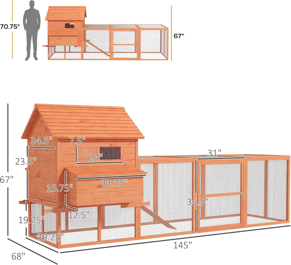 Large Wooden Chicken Coop with Run G642890