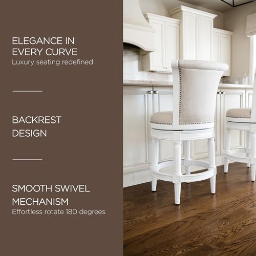 Reclaimed Oak Finish Ash Grey Fabric Upholstered Barstool with Back A15296