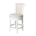 Reclaimed Oak Finish Ash Grey Fabric Upholstered Barstool with Back A15296