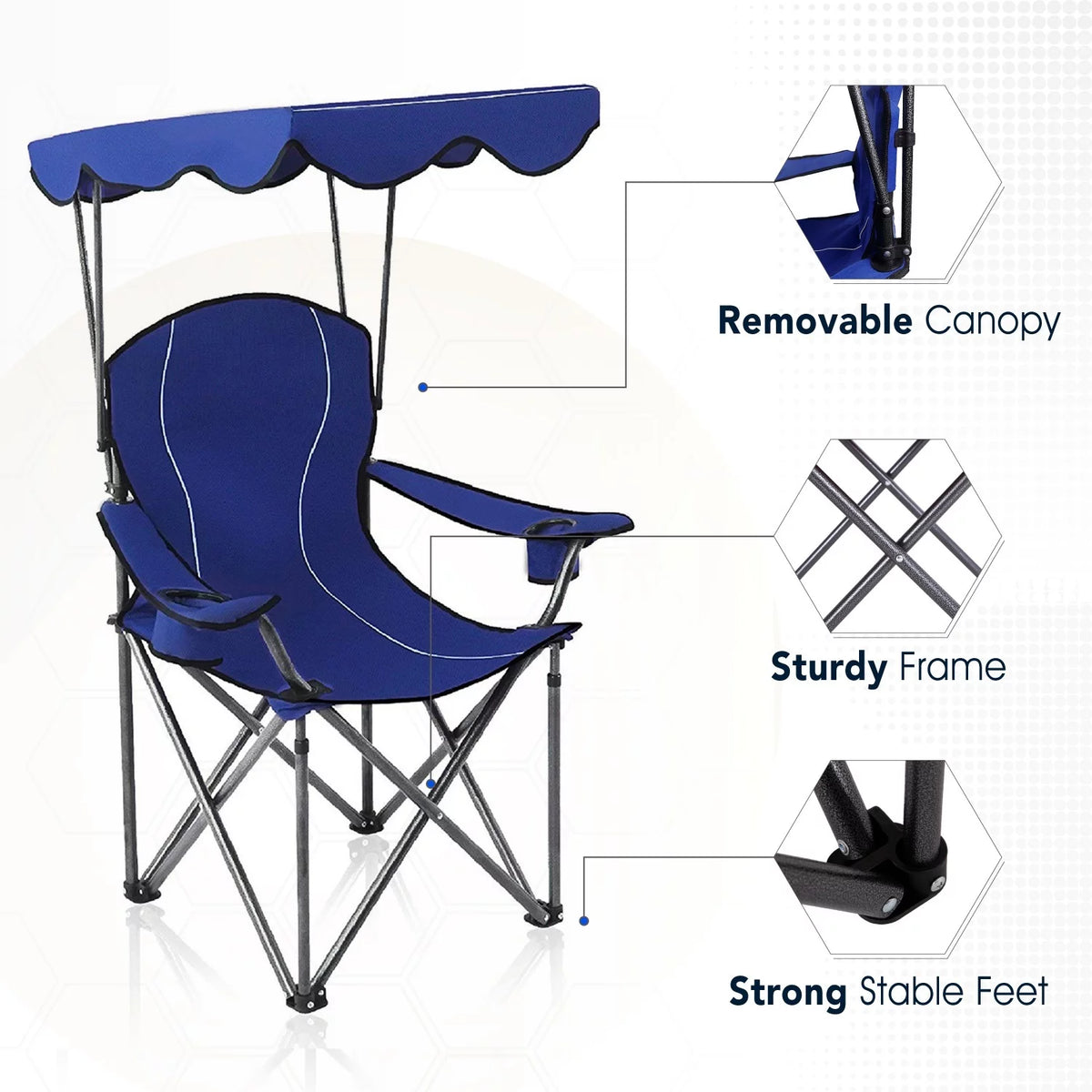 Folding Canopy Chair with Cup Holder and Storage Bag, Blue N3420