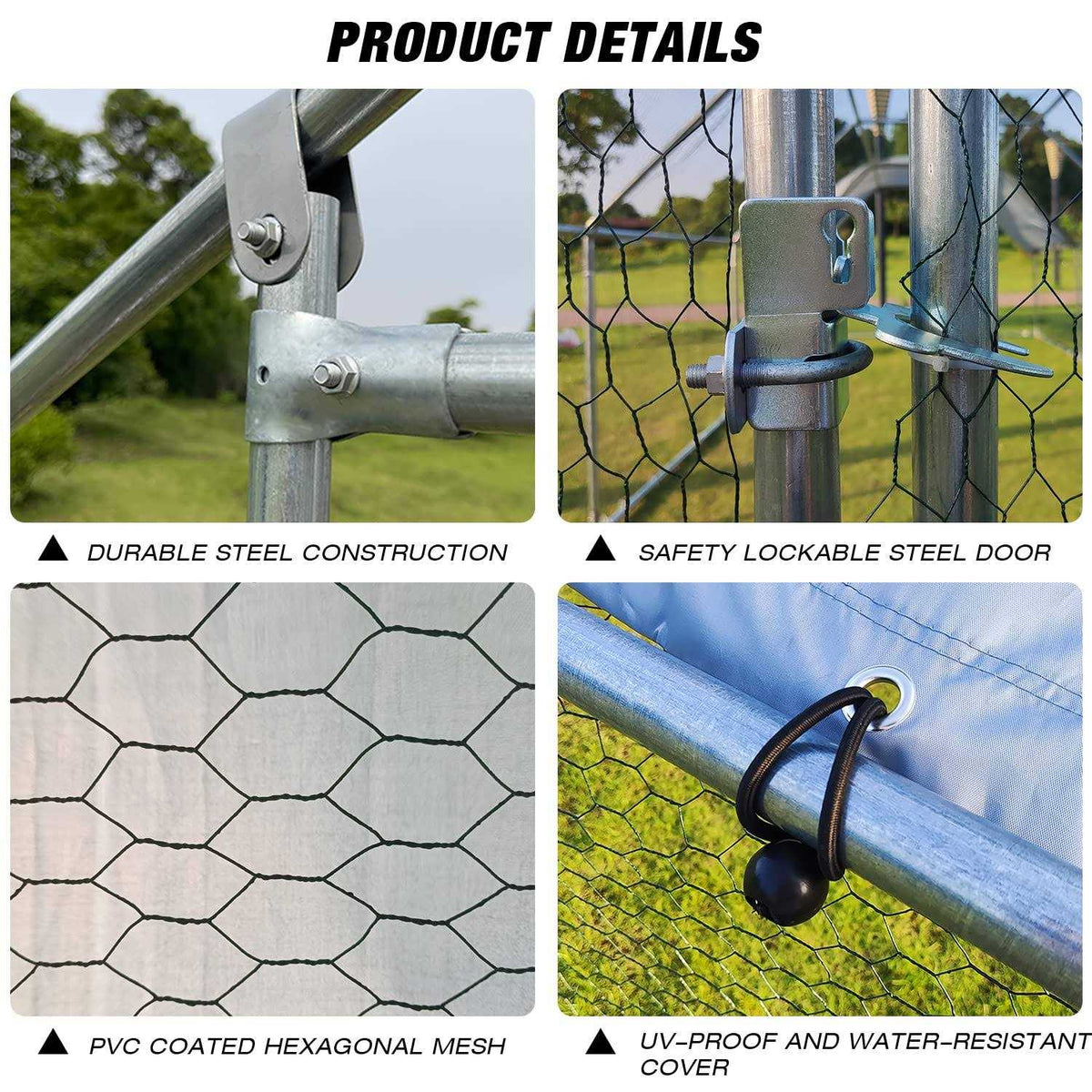 Large Metal Walk-in Chicken Coop with Waterproof Cover H49827