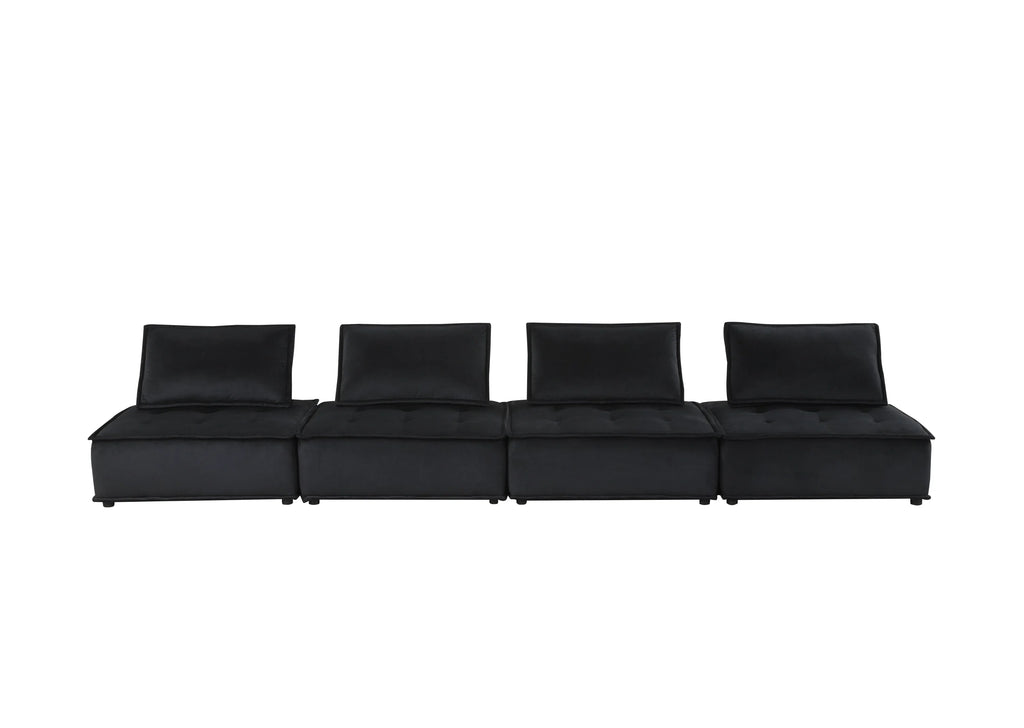 Black Velvet 4 Pc Sectional Sofa Z3493