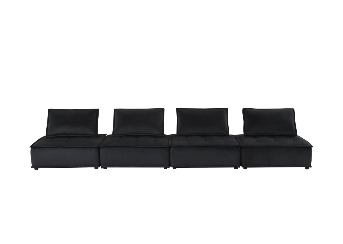 Black Velvet 4 Pc Sectional Sofa Z3493
