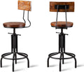Brown Wood Metal Bar Stool Set of 2 O703