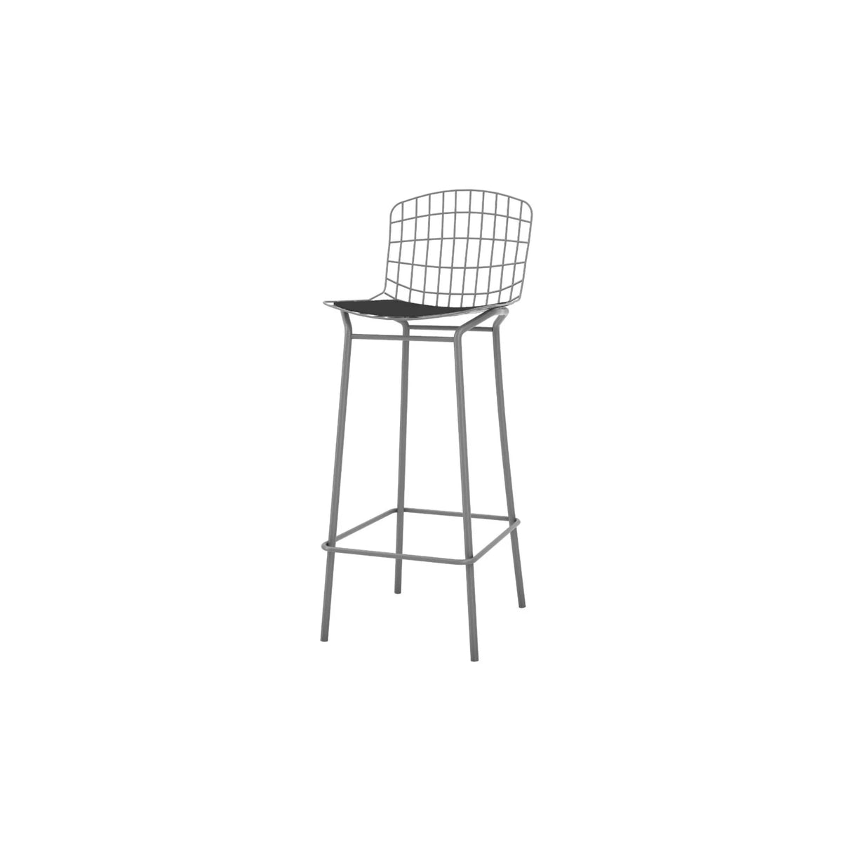 Charcoal Grey and Black Barstool Set of 3 with Seat Cushion K412572