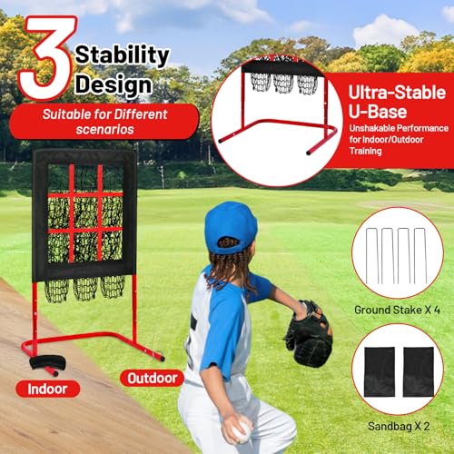 9 Hole Baseball Pitching Net with Strike Zone A21708