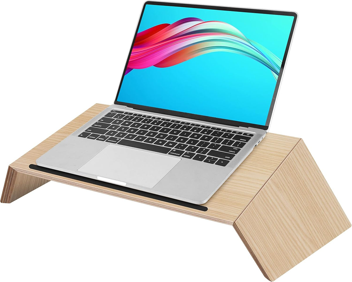 Large Solid Wood Dual Monitor Stand Riser with Eco Cork Legs, Pack of 2 S181899