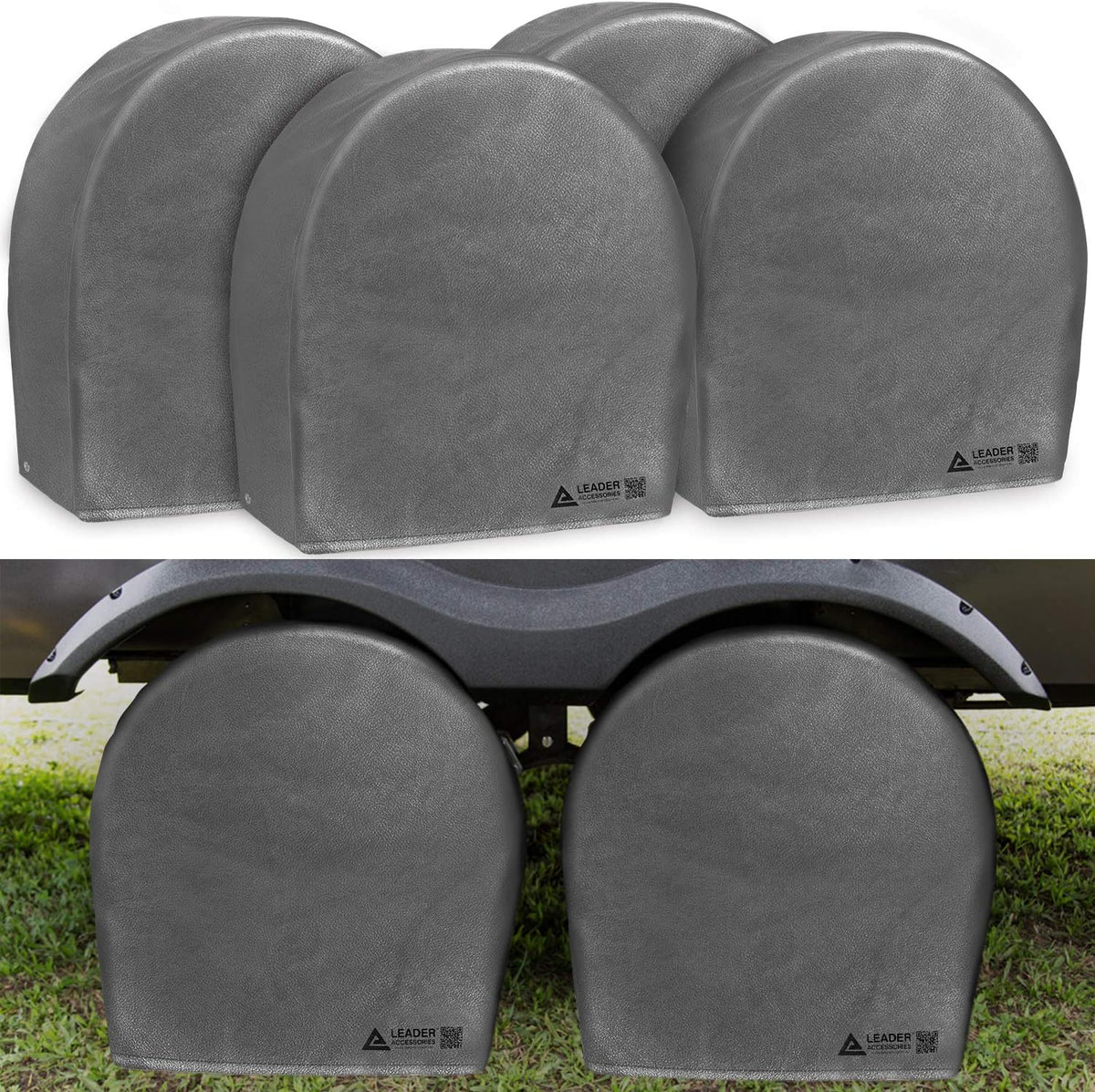 Grey Heavy Duty Waterproof Tire Cover 4 Pack Fits 32-34.5 Diameter Tires N7782