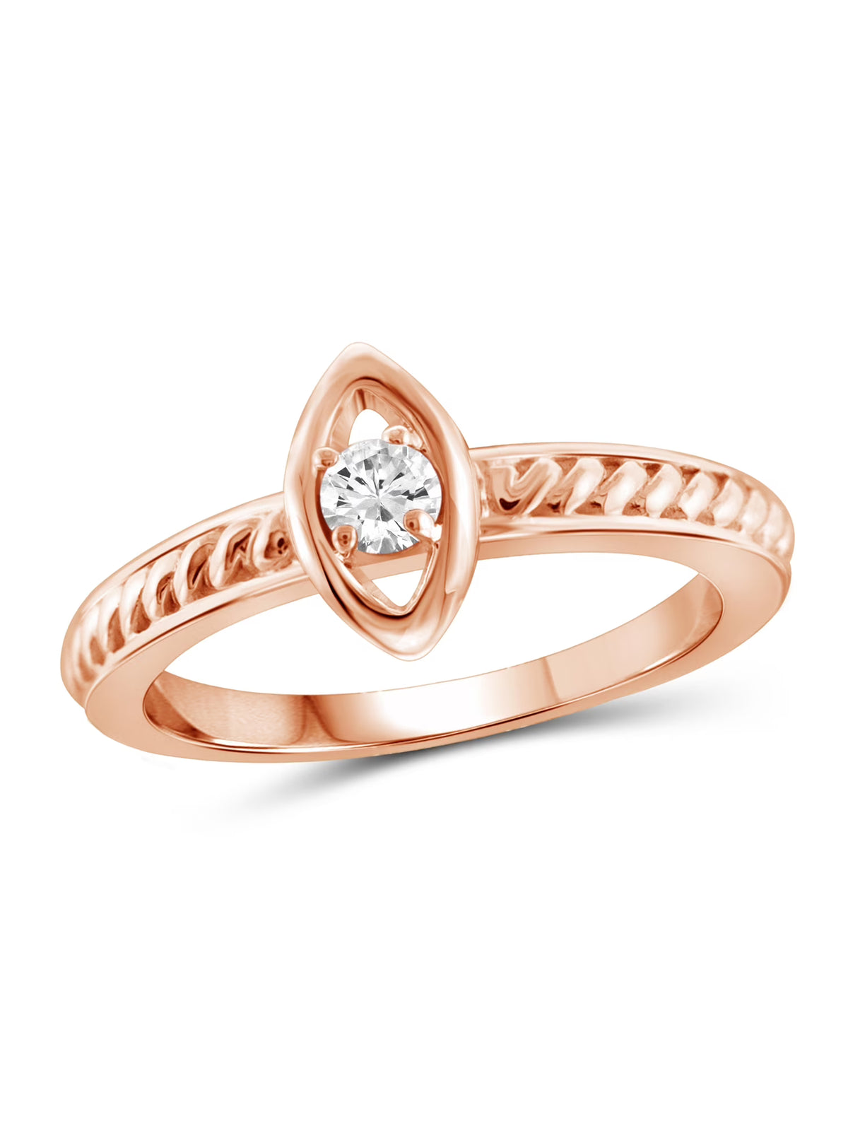 1/10 Carat White Diamond Ring Rose Gold Over Silver M5808