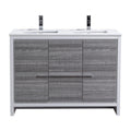 48 in. Double Sink Ash Gray Bathroom Vanity with White Quartz Counter Top U8292