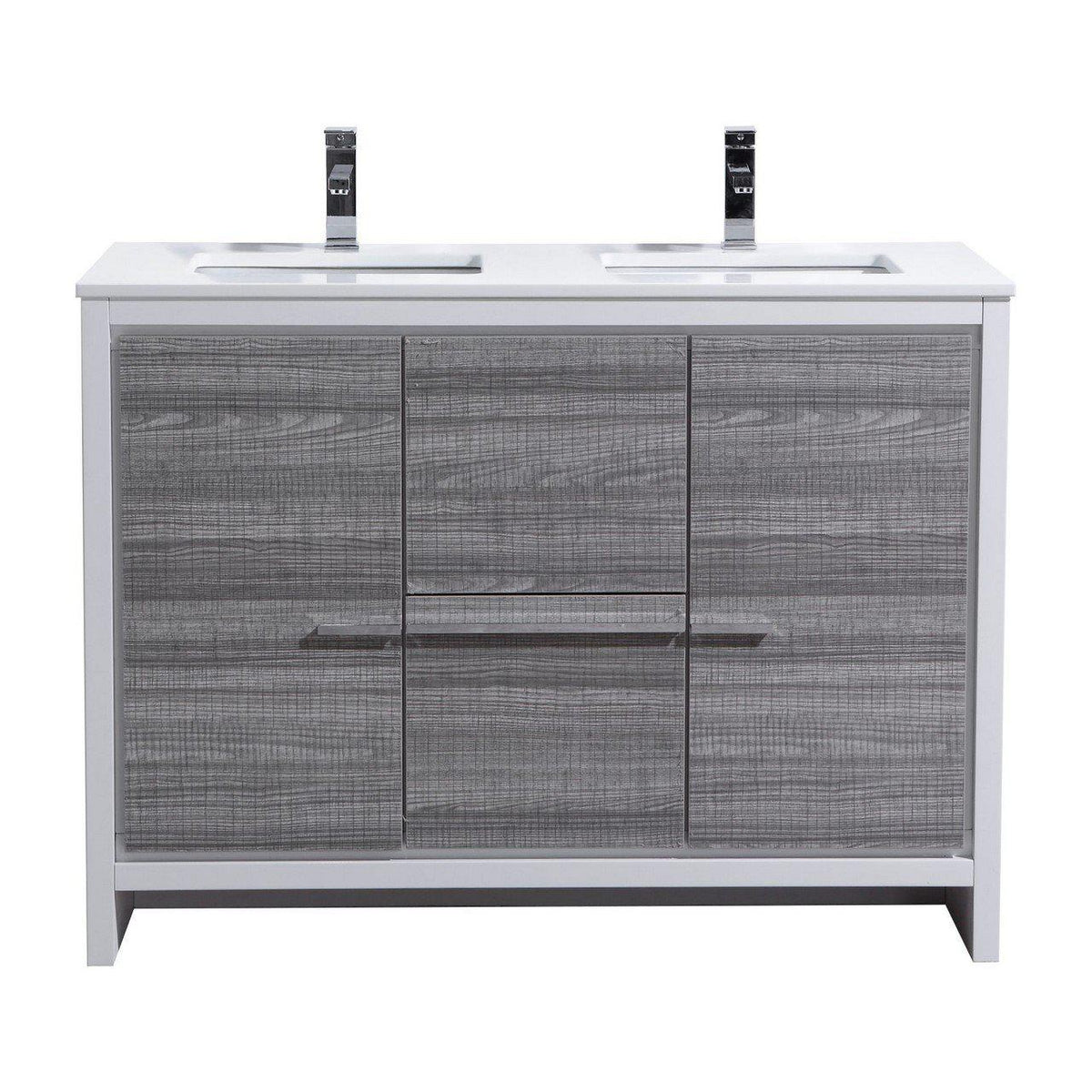 48 in. Double Sink Ash Gray Bathroom Vanity with White Quartz Counter Top U8292