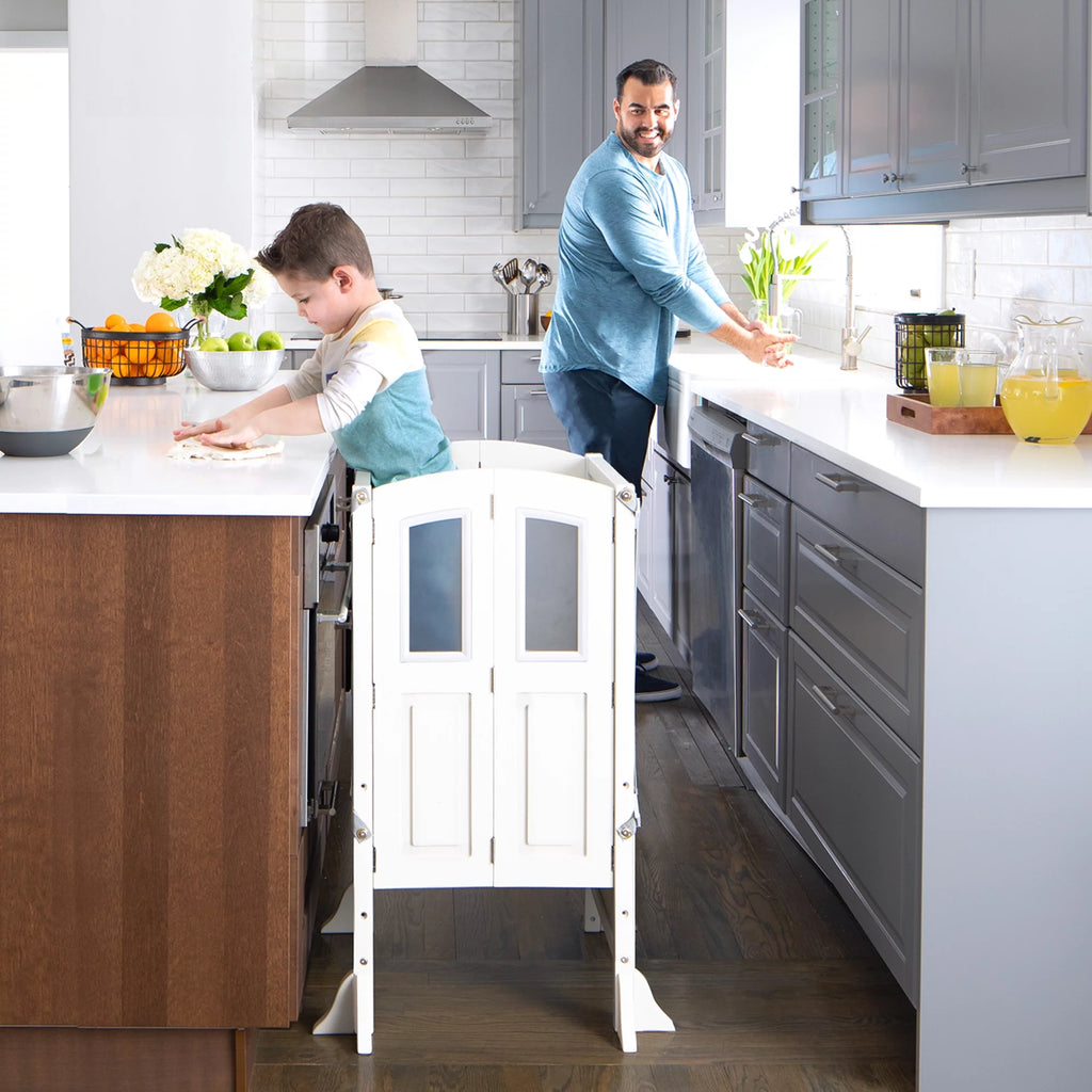 White Foldable Wooden Adjustable Height Toddler Stool Q99149
