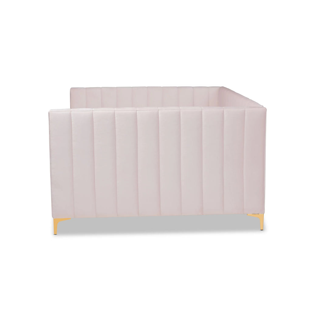 Light Pink Velvet Gold Finished Full Daybed W779