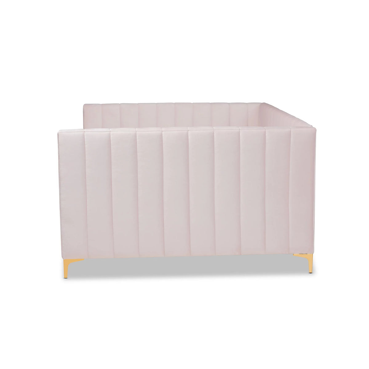 Light Pink Velvet Gold Finished Full Daybed W779