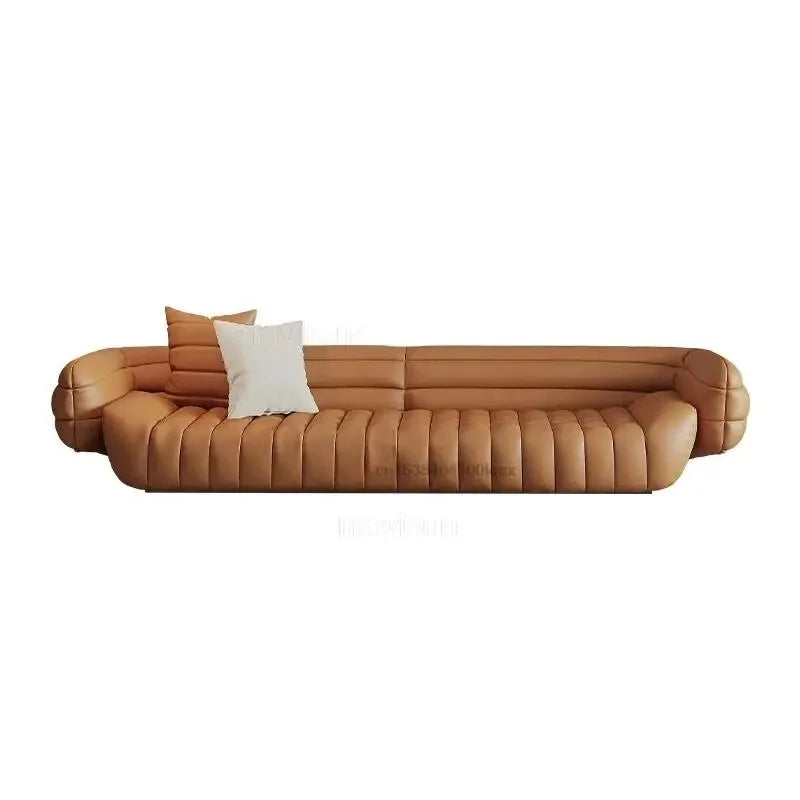 Yellow Light Grey Leather Sofa Y444