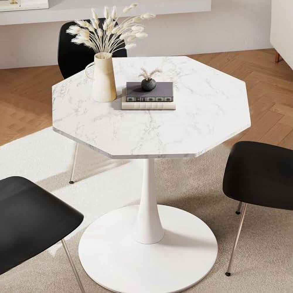 31.50" Modern Octagonal Dining Table with MDF Table Top Metal Base O75185