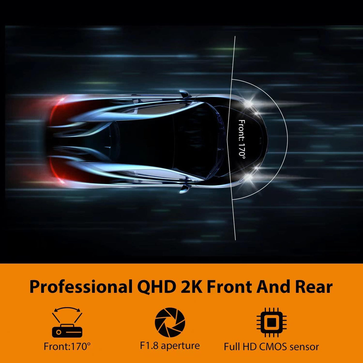 2K 1440P Front and Rear Dash Cam with WiFi GPS Night Vision M1535