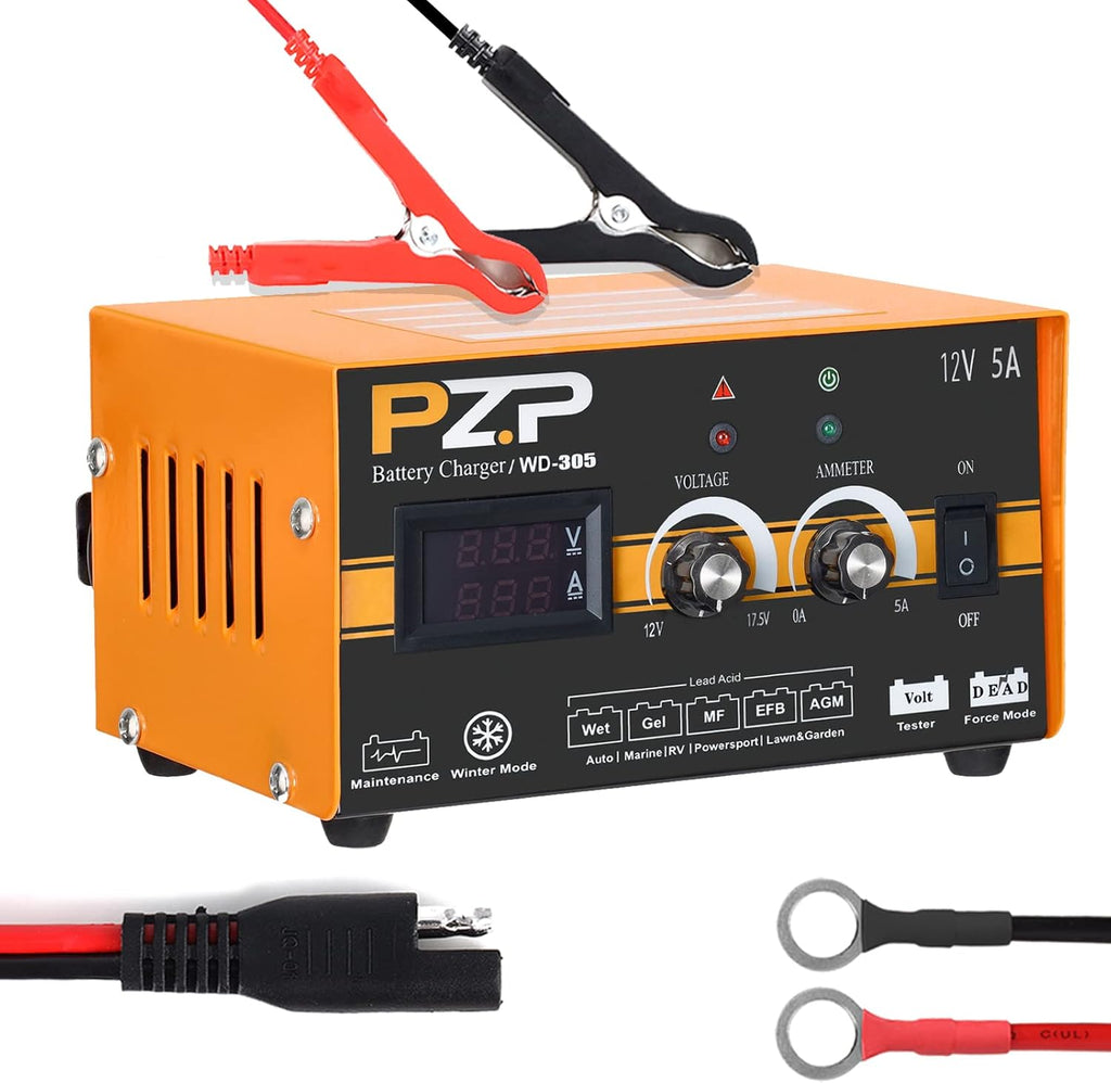 5 Amp 12 Volt Automatic Battery Charger Maintainer, Pack of 2 D748