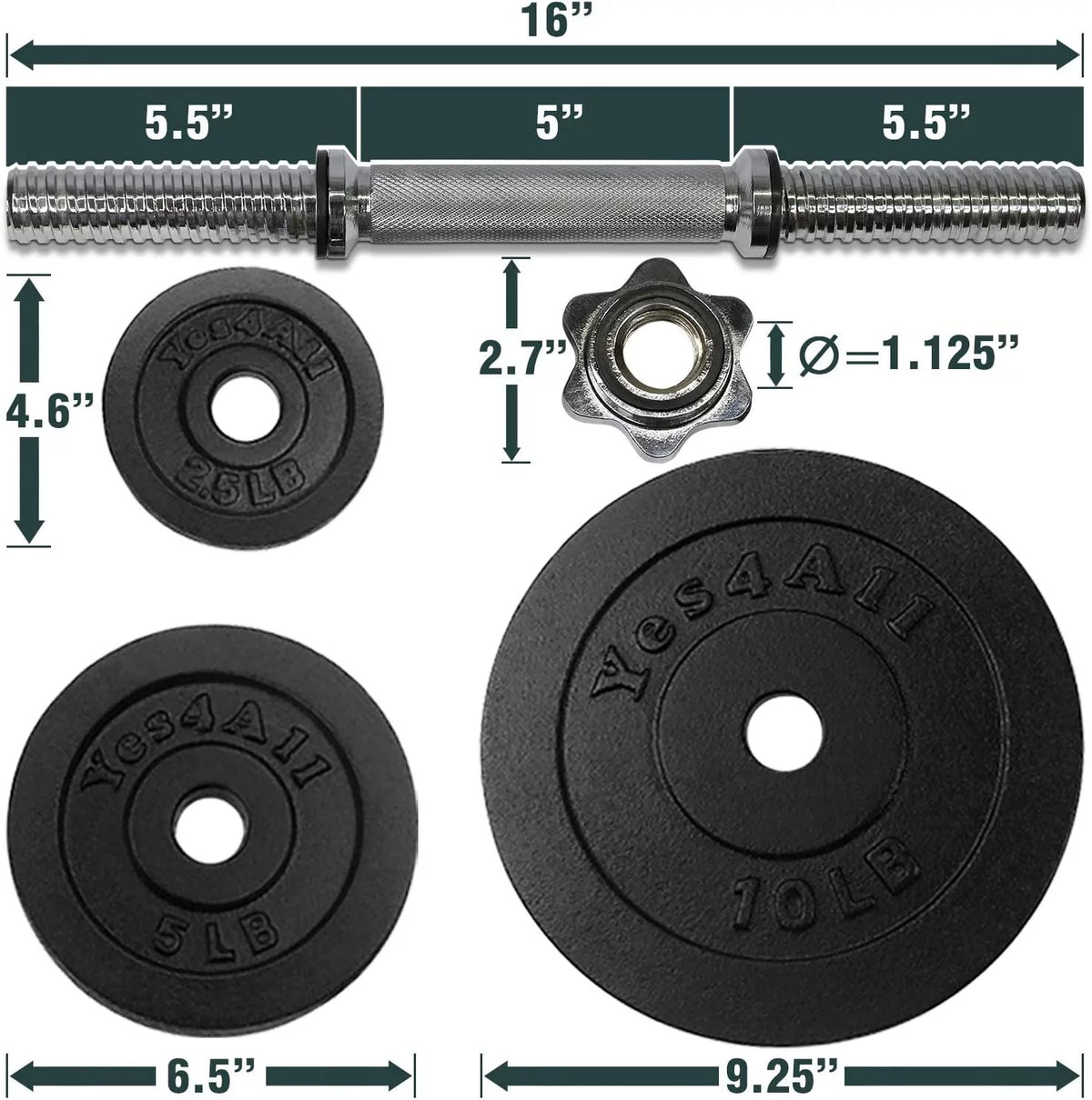 200 lbs Adjustable Cast Iron Dumbbell Set Z19665