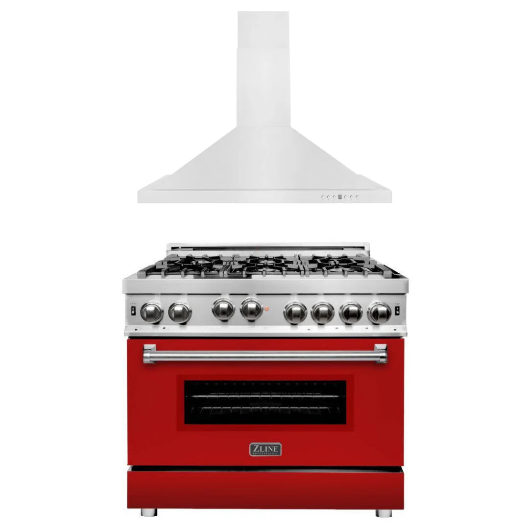 36 in. Gas Range and Range Hood Appliance Package V224