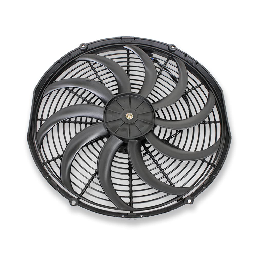 16 Inch 12V 3000 CFM Electric Radiator Cooling Fan with Mounting Kit & Thermostat Relay Kit Pack of 2 W120402