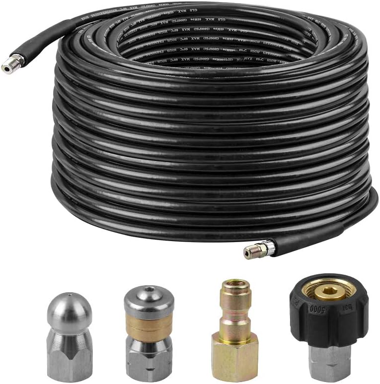 Sewer Jetter Kit, 100 FT Hose, 1/4 Inch NPT, 4000 PSI, Pack of 2 Q4631