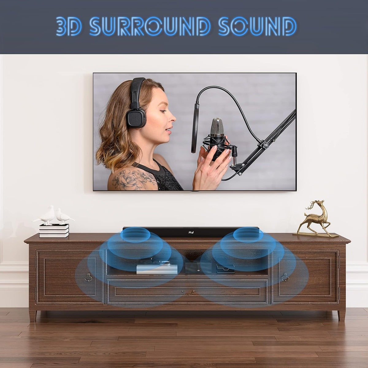 35 Inch Sound Bar with Built-in Subwoofer and Remote Control U4729