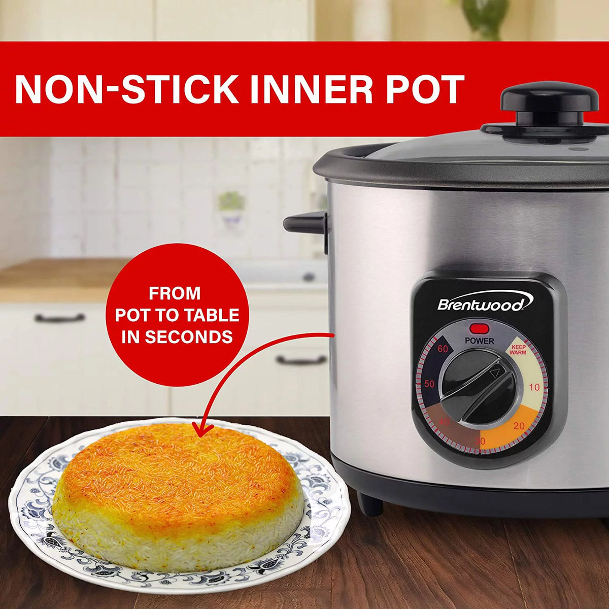 Stainless Steel Persian Rice Cooker 16 Cups 500 Watts N232