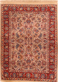 Red Rectangle 3x5 ft Wool Carpet Q663