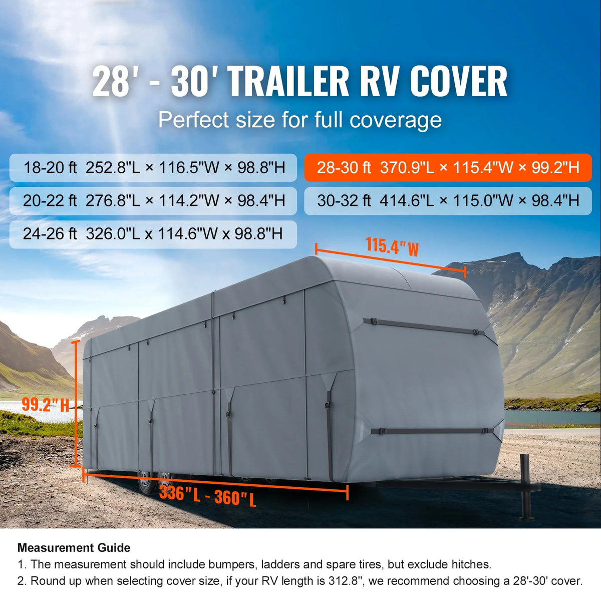 28-30' 4-Layer Non-Woven Fabric RV Cover with Storage Bag and Patches J7275