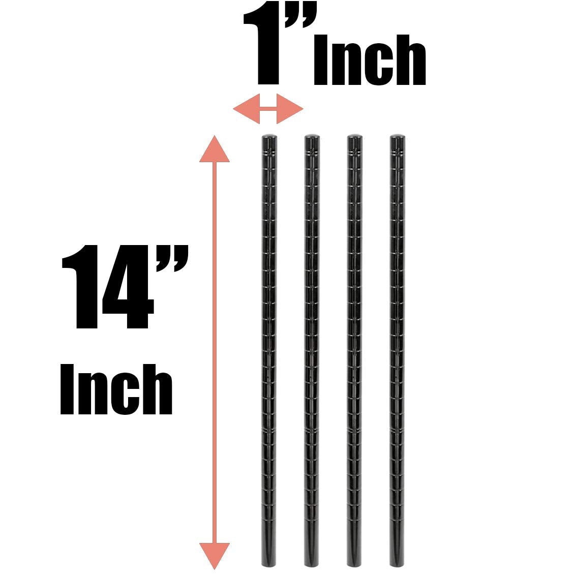 Black Epoxy Wire Shelving Posts, Pack of 2, 14''H T157