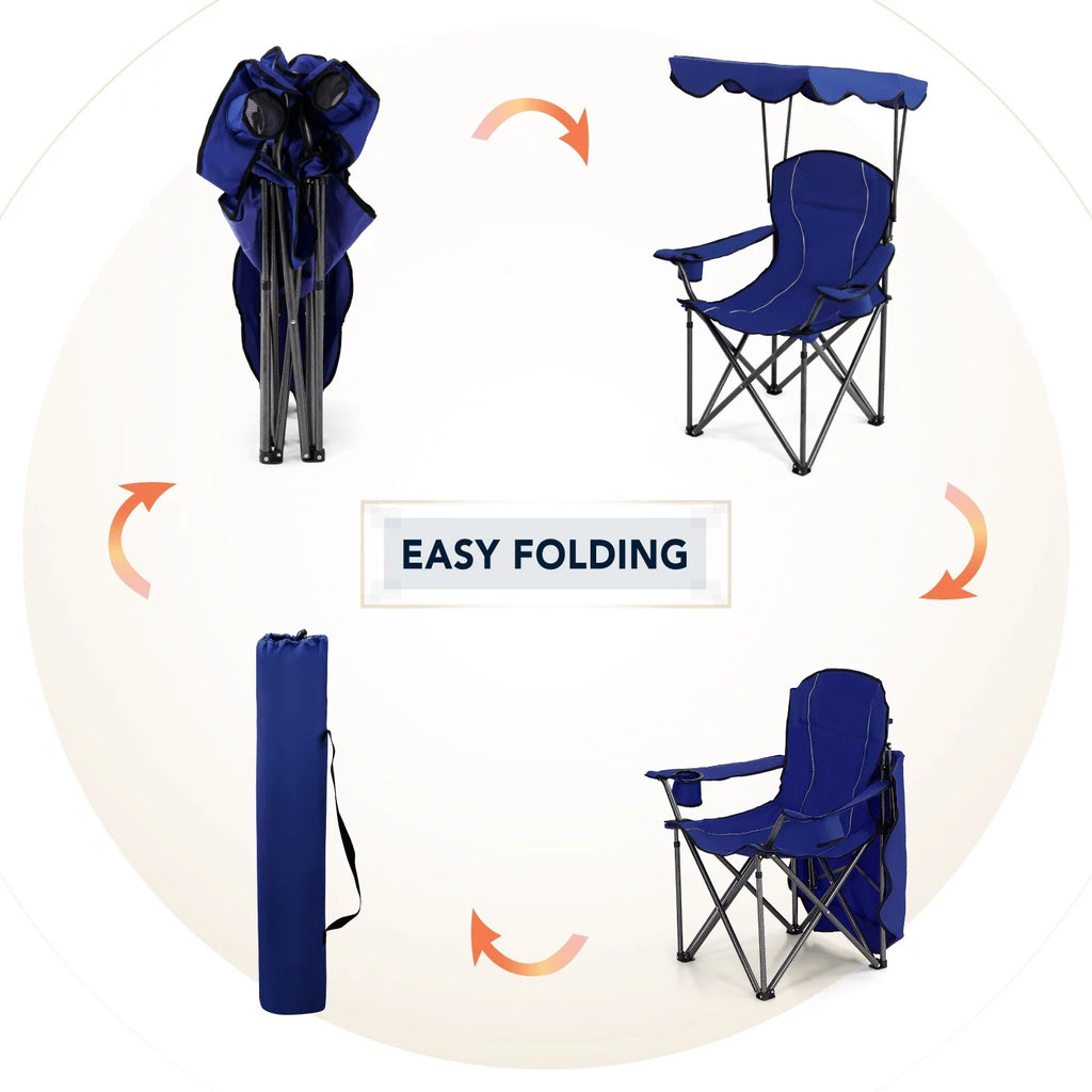 Folding Canopy Chair with Cup Holder and Storage Bag, Blue N3420
