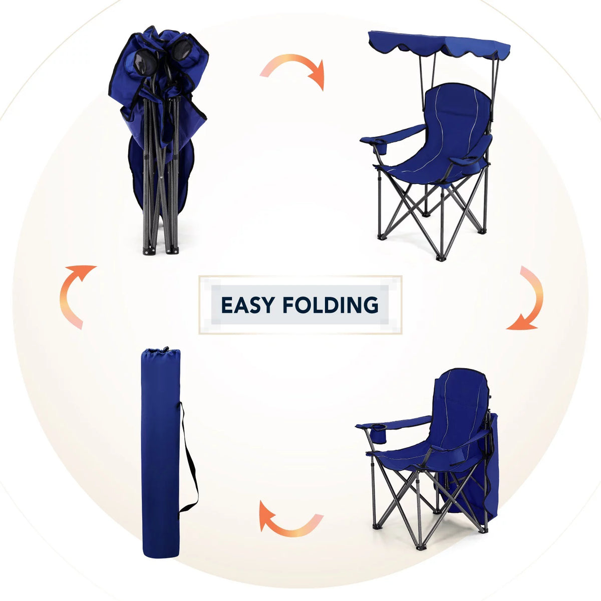 Folding Canopy Chair with Cup Holder and Storage Bag, Blue N3420