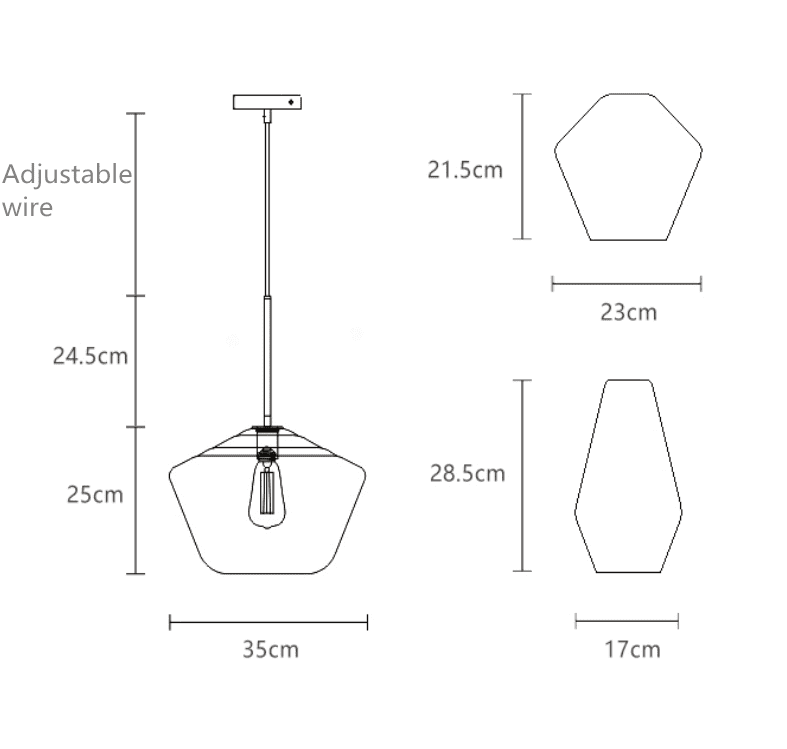Vintage Glass 3 Light Pendant Lamp Adjustable Height Gold Finish K62958