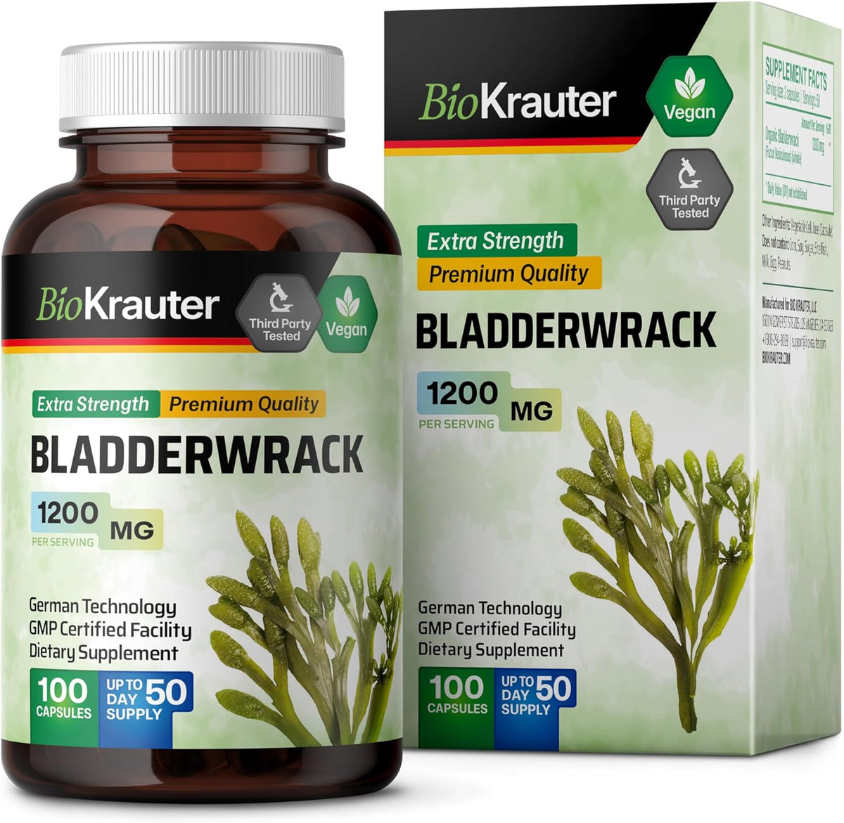 1200 mg Bladderwrack Capsules, 100 Veggie Capsules C94409