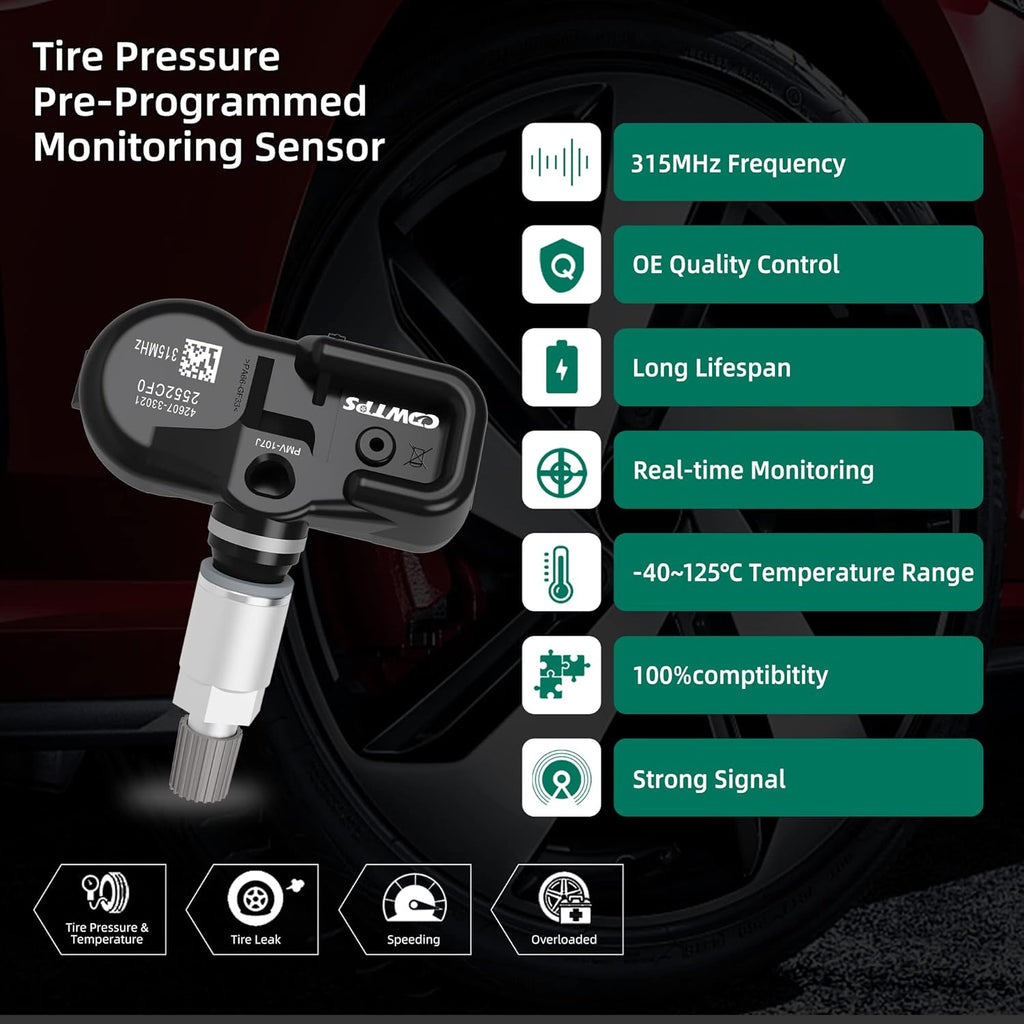 4-Pack 315MHZ Tire Pressure Monitor Sensor F6992