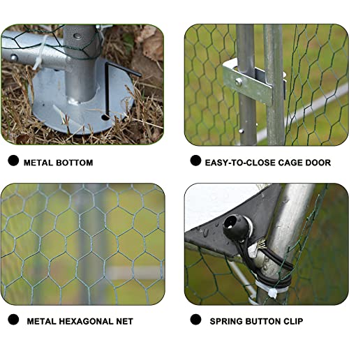 Extra Large Metal Walk-in Chicken Coop with Waterproof Cover J9571