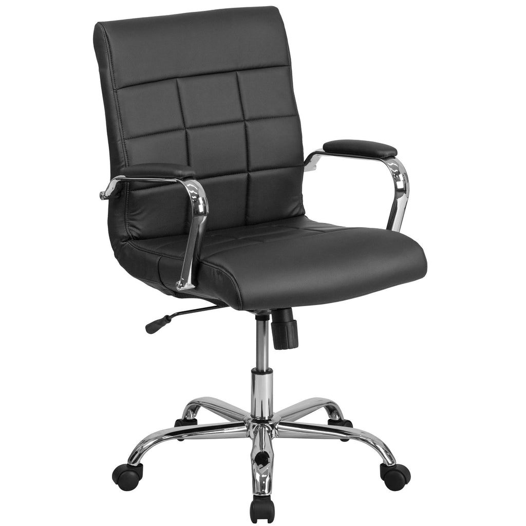 Black and Silver Mid-Back Executive Swivel Office Chair U72000