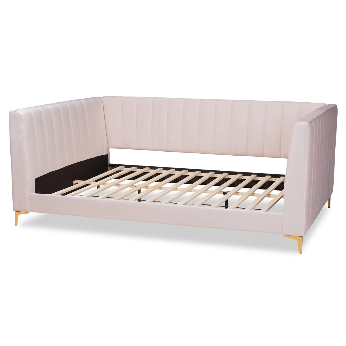 Light Pink Velvet Gold Finished Full Daybed W779