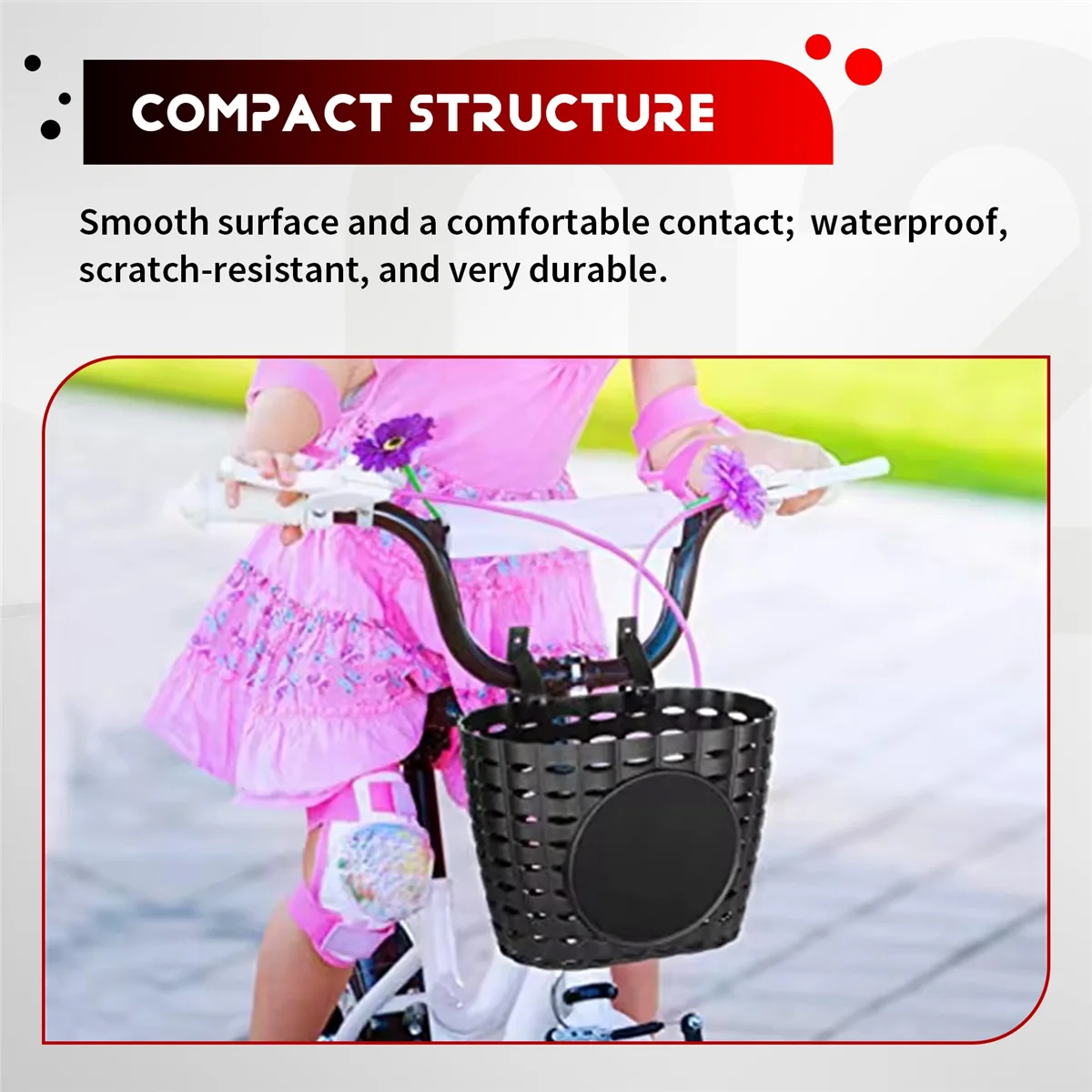 Black Plastic Kids Bike Basket Q544409