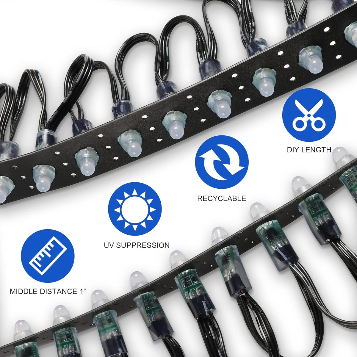 Black Mounting Strip for 12mm RGB Pixel Node, 50meter/Roll, 1 inch Hole Spacing, 30mm Wide, 1.6mm Thick, Pack of 2 S7049
